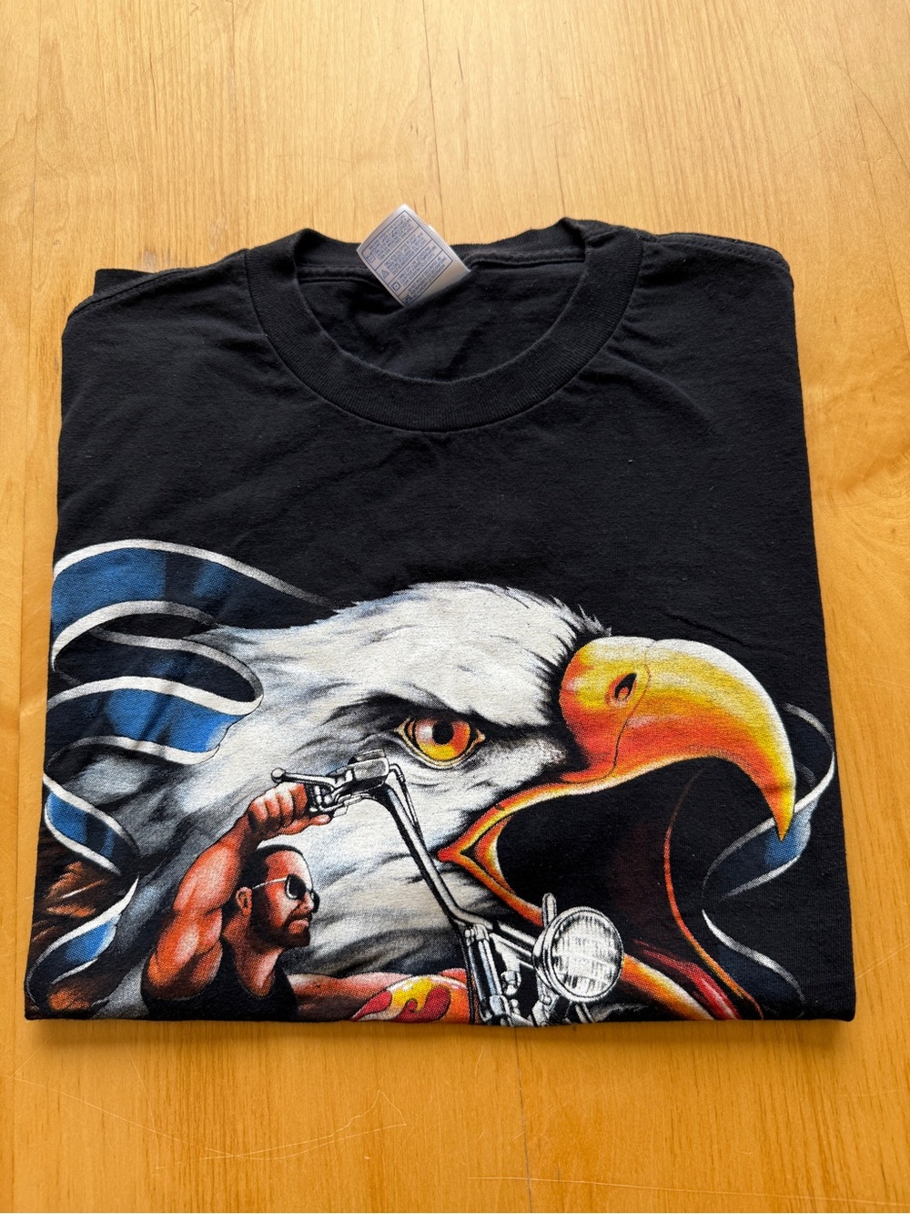 Vintage Biker Eagle Graphic T Shirt Tennessee River Black Tee Mens Large